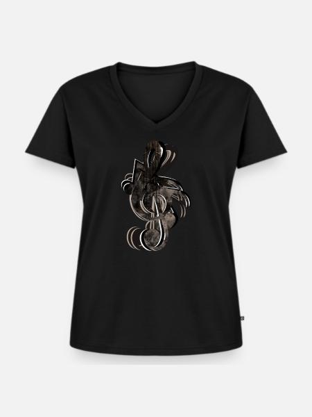 Notenschlüssel Noten - Frauen Premium Bio T-Shirt mit V-Ausschnitt - Schwarz