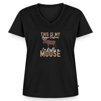 Elch - Frauen Premium Bio T-Shirt mit V-Ausschnitt - Schwarz - Vorne - AI Model Female 172 light (172cm)