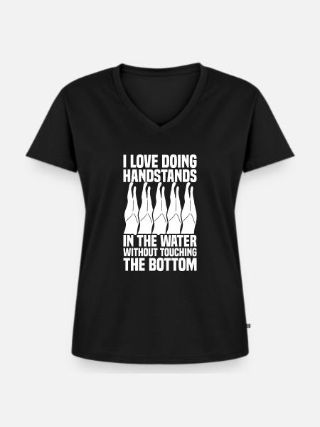 Synchronschwimmen - Frauen Premium Bio T-Shirt mit V-Ausschnitt - Schwarz