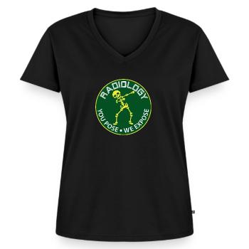 Radiologie - squelette dansant - T-shirt encolure en V Premium bio Femme - noir - Devant - AI Model Female 172 light (172cm)