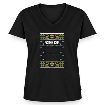 Renbier - Ugly Christmas - Frauen Premium Bio T-Shirt mit V-Ausschnitt - Schwarz - Vorne - AI Model Female 172 light (172cm)