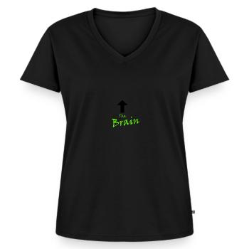 The Brain - Frauen Premium Bio T-Shirt mit V-Ausschnitt - Schwarz - Vorne - AI Model Female 172 light (172cm)