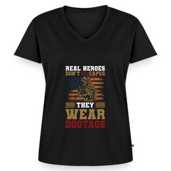 Hero Superhero Lifesaver Comic - Women's Premium Organic V-neck T-shirt - black - Front - AI Model Female 172 light (172cm)