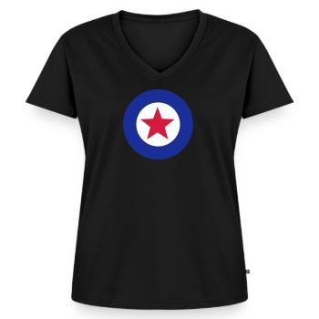 Étoile Mod Target - T-shirt encolure en V Premium bio Femme - noir - Devant - AI Model Female 172 light (172cm)