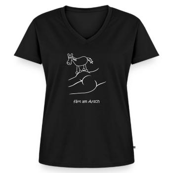 färt am arsch, färt, hintern, arsch, popo - Frauen Premium Bio T-Shirt mit V-Ausschnitt - Schwarz - Vorne - AI Model Female 172 light (172cm)