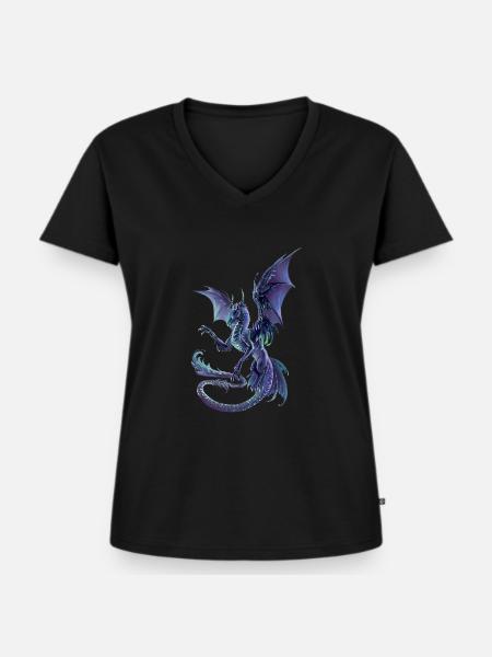 celestial dragon - Frauen Premium Bio T-Shirt mit V-Ausschnitt - Schwarz