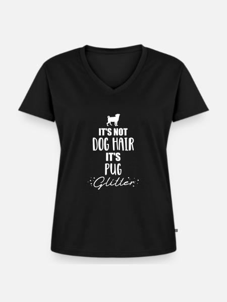 Mops - Frauen Premium Bio T-Shirt mit V-Ausschnitt - Schwarz