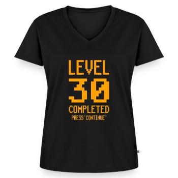 30e anniversaire Gamer Gift Gambling - T-shirt encolure en V Premium bio Femme - noir - Devant - AI Model Female 172 light (172cm)