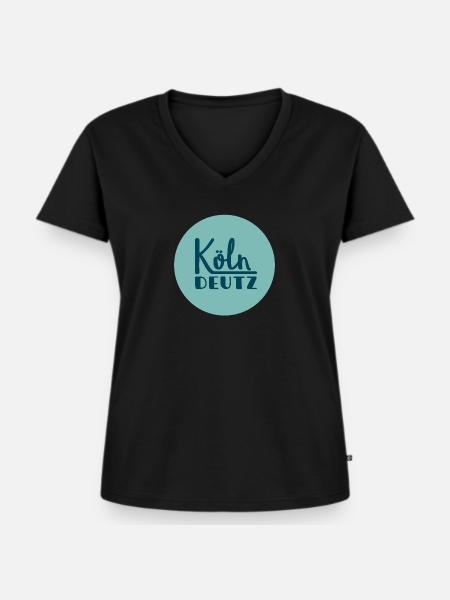 Köln Deutz - Frauen Premium Bio T-Shirt mit V-Ausschnitt - Schwarz