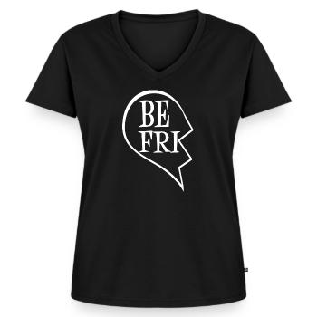 Amitié - T-shirt encolure en V Premium bio Femme - noir - Devant - AI Model Female 172 light (172cm)
