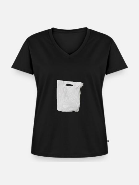 weisse Tüte - Frauen Premium Bio T-Shirt mit V-Ausschnitt - Schwarz