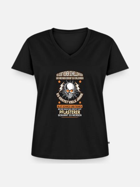 PFLASTERER - Frauen Premium Bio T-Shirt mit V-Ausschnitt - Schwarz