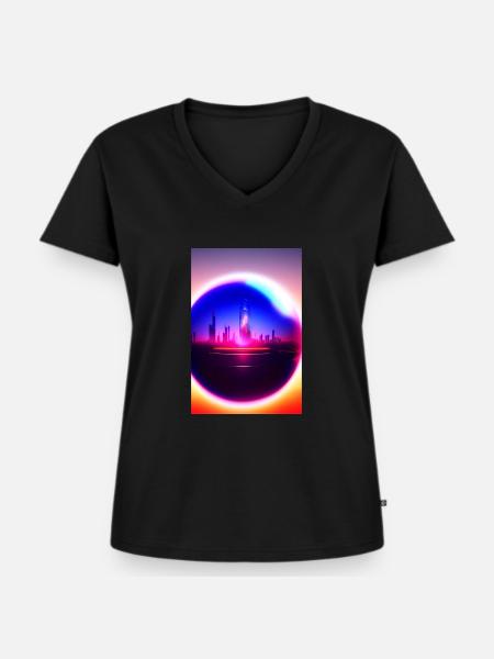 Stadt Kugel - Frauen Premium Bio T-Shirt mit V-Ausschnitt - Schwarz