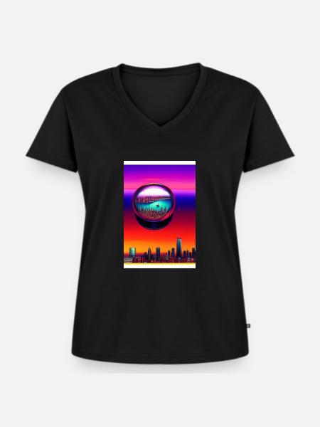 Stadt Kugel - Frauen Premium Bio T-Shirt mit V-Ausschnitt - Schwarz