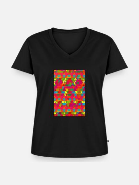 Retro Muster - Frauen Premium Bio T-Shirt mit V-Ausschnitt - Schwarz