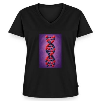 Beeren-DNA-Twist - Frauen Premium Bio T-Shirt mit V-Ausschnitt - Schwarz - Vorne - AI Model Female 172 light (172cm)
