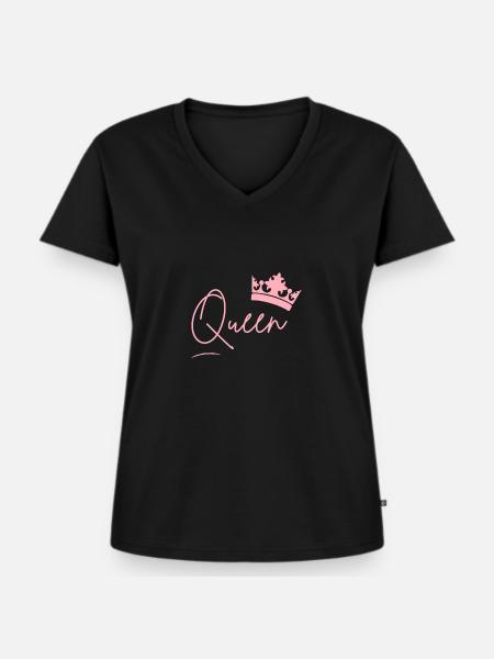 Queen Partnerschaft - Frauen Premium Bio T-Shirt mit V-Ausschnitt - Schwarz