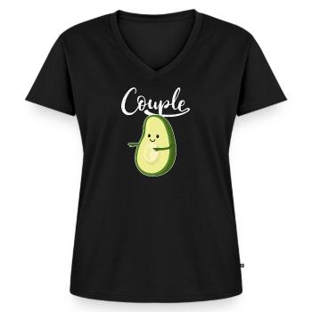 Chemise de partenaire meilleur couple-avocat amour - T-shirt encolure en V Premium bio Femme - noir - Devant - AI Model Female 172 light (172cm)
