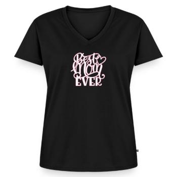 Best MOM Ever - Frauen Premium Bio T-Shirt mit V-Ausschnitt - Schwarz - Vorne - AI Model Female 172 light (172cm)