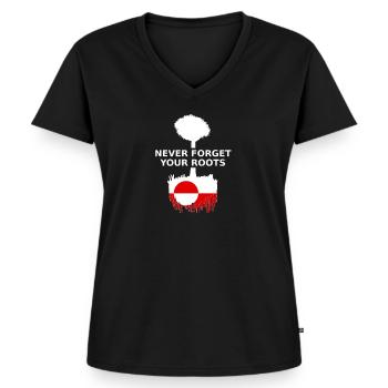 Greenland Kalaallit Nunaat Grønland Groenland Roots - T-shirt encolure en V Premium bio Femme - noir - Devant - AI Model Female 172 light (172cm)