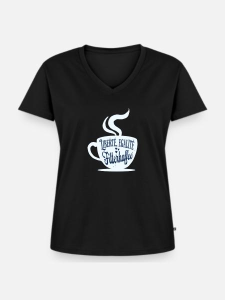 Kaffeetasse für Kaffeefans - Frauen Premium Bio T-Shirt mit V-Ausschnitt - Schwarz