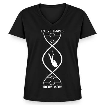 C'est dans mon ADN - T-shirt encolure en V Premium bio Femme - noir - Devant - AI Model Female 172 light (172cm)