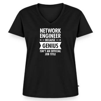 Network Engineer - Genius - Women's Premium Organic V-neck T-shirt - black - Front - AI Model Female 172 light (172cm)