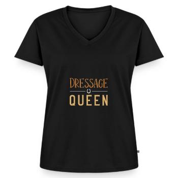 Équitation Sport équestre - T-shirt encolure en V Premium bio Femme - noir - Devant - AI Model Female 172 light (172cm)
