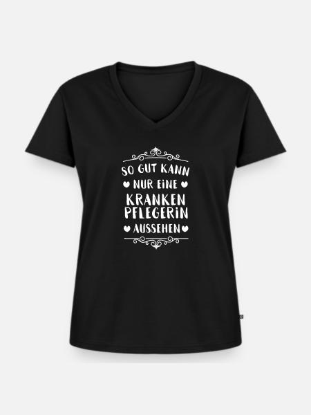 Krankenpflegerin - Frauen Premium Bio T-Shirt mit V-Ausschnitt - Schwarz