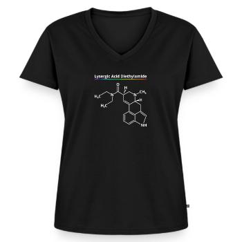 LSD Molekül Bicycle Day Acid Chemie Drogen Droge - Frauen Premium Bio T-Shirt mit V-Ausschnitt - Schwarz - Vorne - AI Model Female 172 light (172cm)