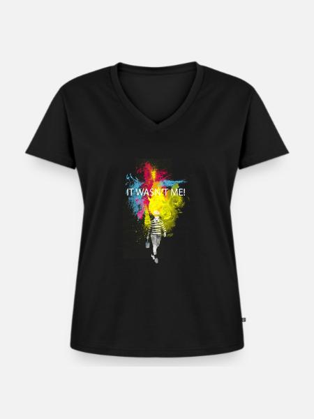 it wasn't me - Frauen Premium Bio T-Shirt mit V-Ausschnitt - Schwarz