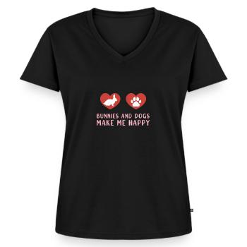 Hase Kaninchen - Frauen Premium Bio T-Shirt mit V-Ausschnitt - Schwarz - Vorne - AI Model Female 172 light (172cm)