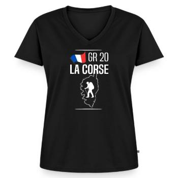 Corse - T-shirt encolure en V Premium bio Femme - noir - Devant - AI Model Female 172 light (172cm)
