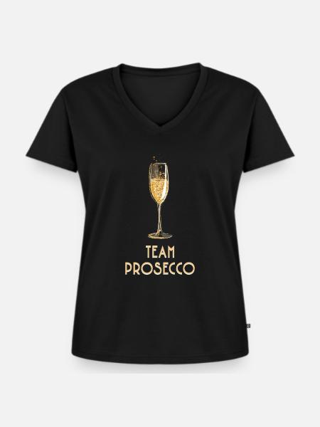und Prosecco - Team Prosecco - Frauen Premium Bio T-Shirt mit V-Ausschnitt - Schwarz