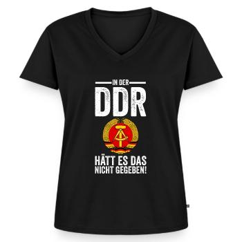 Ostdeutschland Ossi Deutschland DDR - Frauen Premium Bio T-Shirt mit V-Ausschnitt - Schwarz - Vorne - AI Model Female 172 light (172cm)