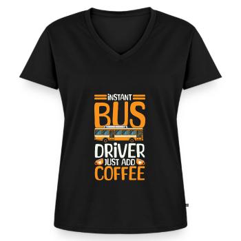 Bus Transport - Frauen Premium Bio T-Shirt mit V-Ausschnitt - Schwarz - Vorne - AI Model Female 172 light (172cm)