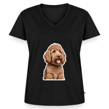 Pudel - Frauen Premium Bio T-Shirt mit V-Ausschnitt - Schwarz - Vorne - AI Model Female 172 light (172cm)