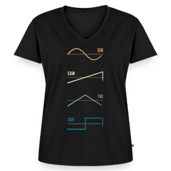Synthétiseur onde vintage - T-shirt encolure en V Premium bio Femme - noir - Devant - AI Model Female 172 light (172cm)