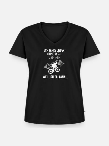 Fahrrad ohne Akku - Frauen Premium Bio T-Shirt mit V-Ausschnitt - Schwarz