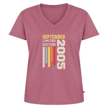 September 2005 Geburtstagsgeschenk September 2005 - Frauen Premium Bio T-Shirt mit V-Ausschnitt - Mauve - Vorne - AI Model Female 172 dark (172cm)