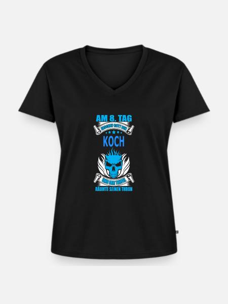 KOCH - Frauen Premium Bio T-Shirt mit V-Ausschnitt - Schwarz