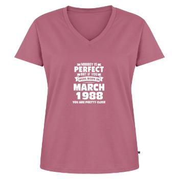 35th birthday March Born in 1988 Gift idea - Women's Premium Organic V-neck T-shirt - mauve - Front - AI Model Female 172 dark (172cm)