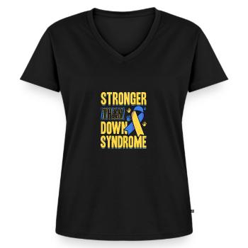 Sensibilisation au syndrome de Down - T-shirt encolure en V Premium bio Femme - noir - Devant - AI Model Female 172 light (172cm)