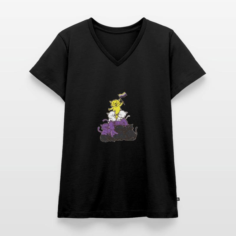 Non-binary cats Non-binary pride Women's Premium Organic V-neck T-shirt