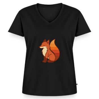 Retro Fox – Calm & Colorful Vibes - Frauen Premium Bio T-Shirt mit V-Ausschnitt - Schwarz - Vorne - AI Model Female 172 light (172cm)