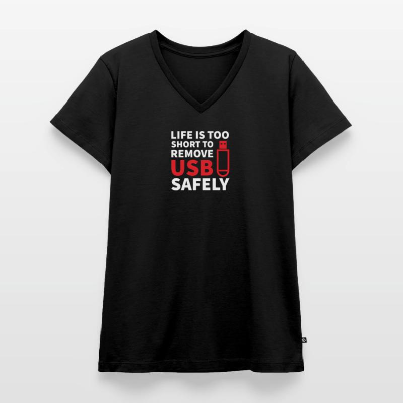 Informatiker Humor IT Admin Software Entwickler Frauen Premium Bio T-Shirt mit V-Ausschnitt