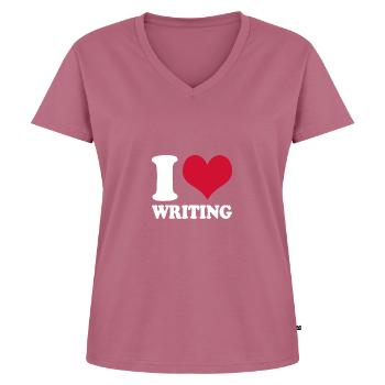 Author Novelist I Love Writing - Women's Premium Organic V-neck T-shirt - mauve - Front - AI Model Female 172 dark (172cm)