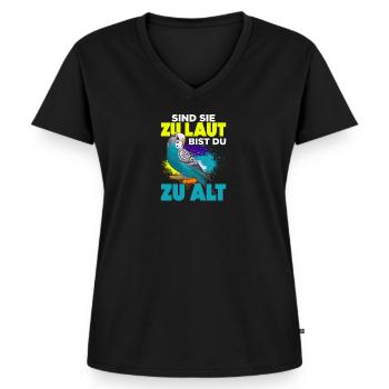 Wellensittich Vogel Besitzer - Frauen Premium Bio T-Shirt mit V-Ausschnitt - Schwarz - Vorne - AI Model Female 172 light (172cm)