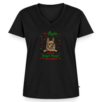 Berger Picard Hund Weihnachten Hunderasse - Frauen Premium Bio T-Shirt mit V-Ausschnitt - Schwarz - Vorne - AI Model Female 172 light (172cm)