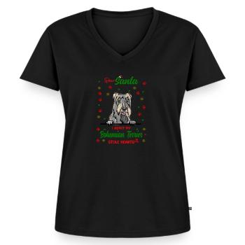 Böhmischer Terrier Hund Weihnachten Hunderasse - Frauen Premium Bio T-Shirt mit V-Ausschnitt - Schwarz - Vorne - AI Model Female 172 light (172cm)